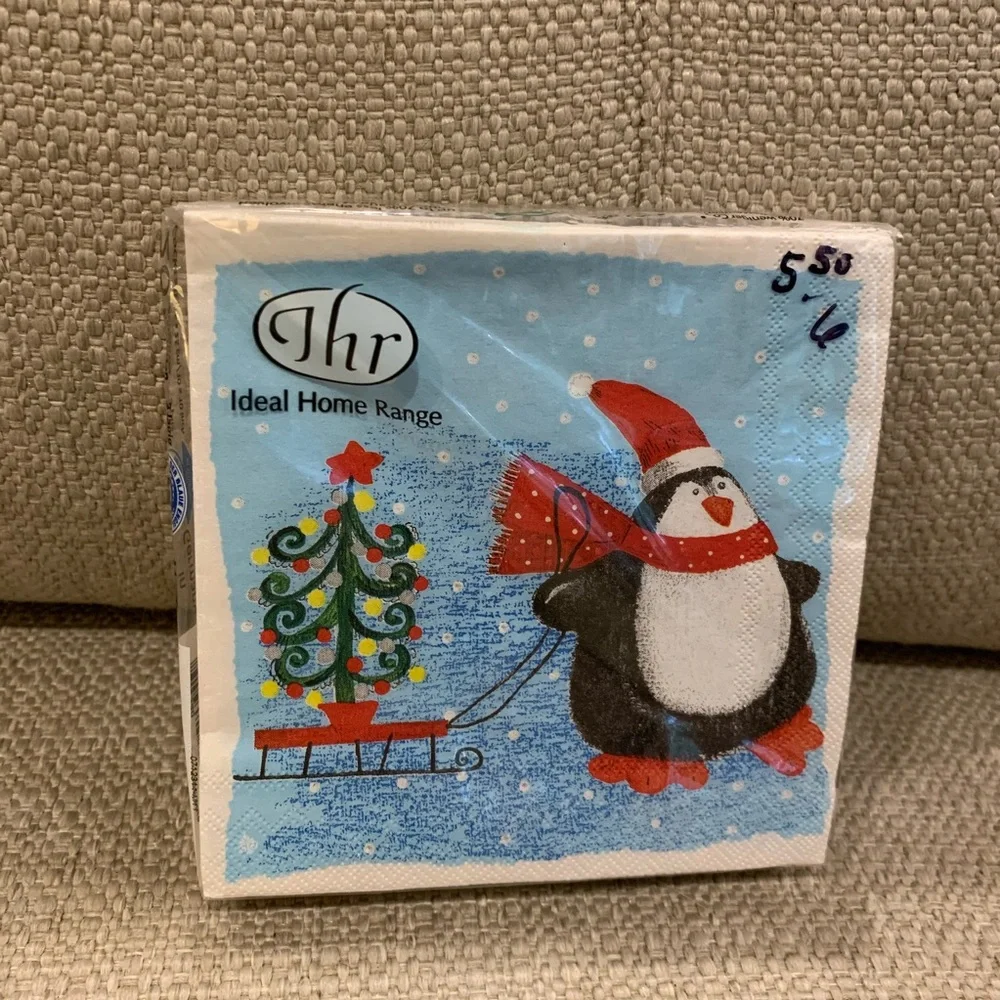 2 pkgs Penguin Sleighride Christmas Dinner Napkins
